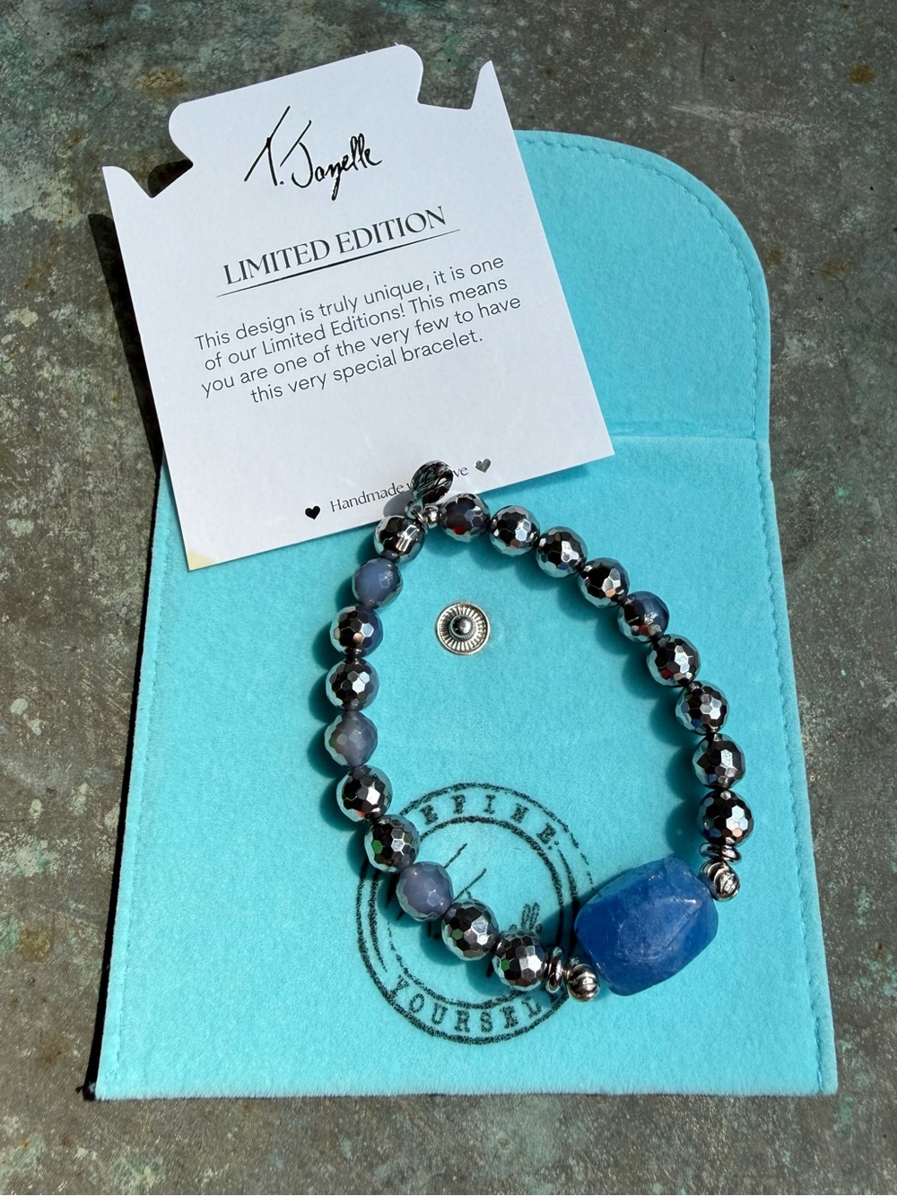 T Jazelle Limited Edition Blue Silver Bead Bracelet